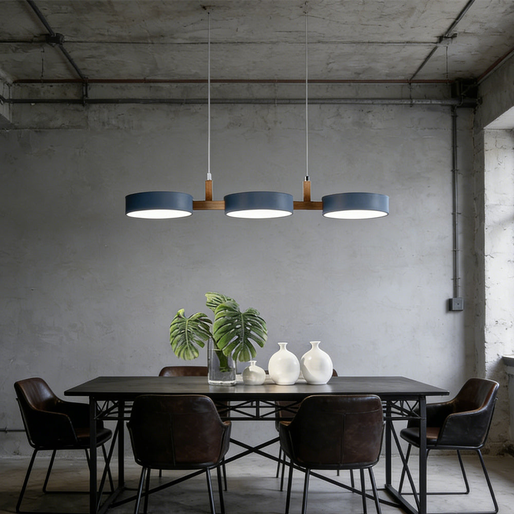 Pendant Light Iron Wood 77.0 cm Triple Shade Dining Room Kitchen Island Hanging Ceiling Lamp Minimalist LED | Thomler