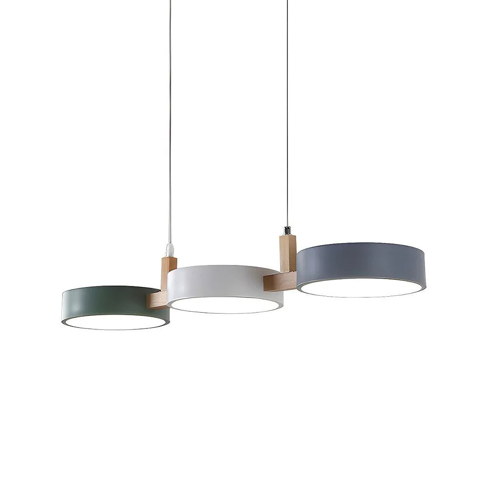 Pendant Light Iron Wood 77.0 cm Triple Shade Dining Room Kitchen Island Hanging Ceiling Lamp Minimalist LED | Thomler