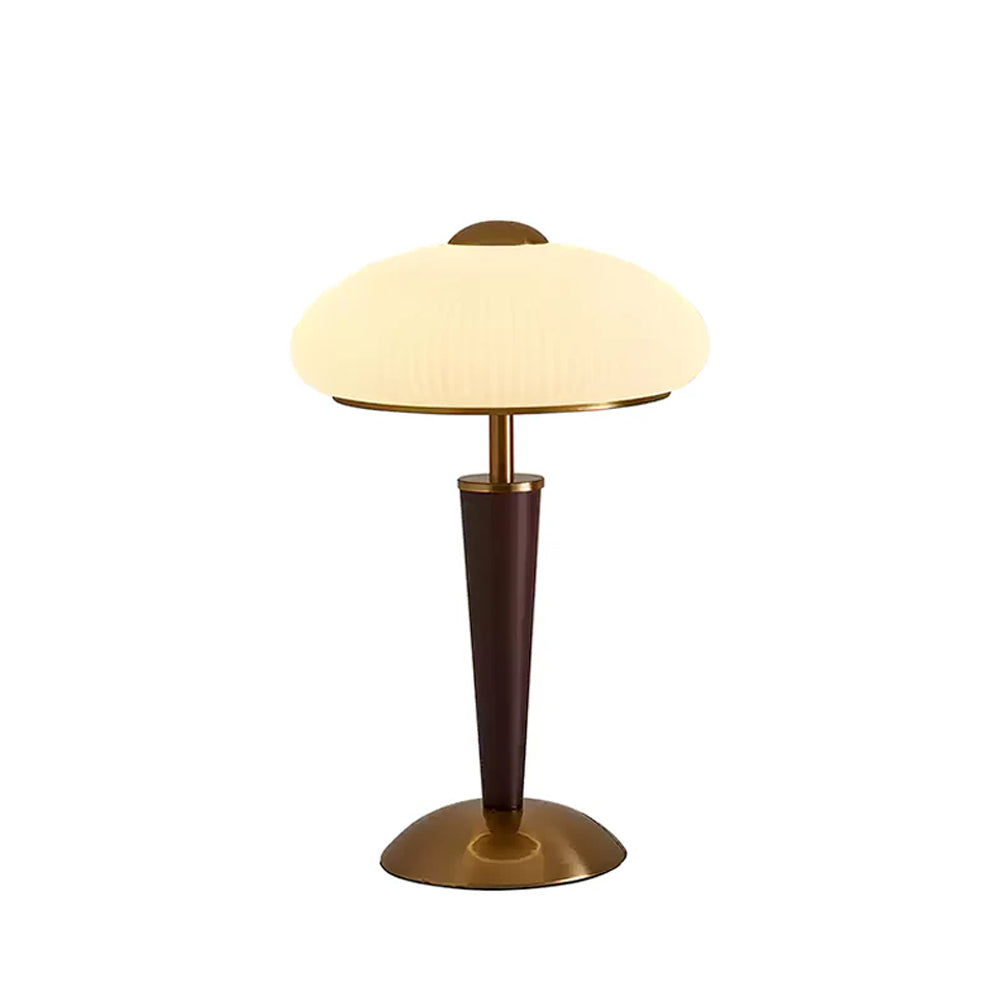 Table Lamp Metal Wood 10 in Fluted Dome Warm Light Bedside Living Room Reading Light | Thomler