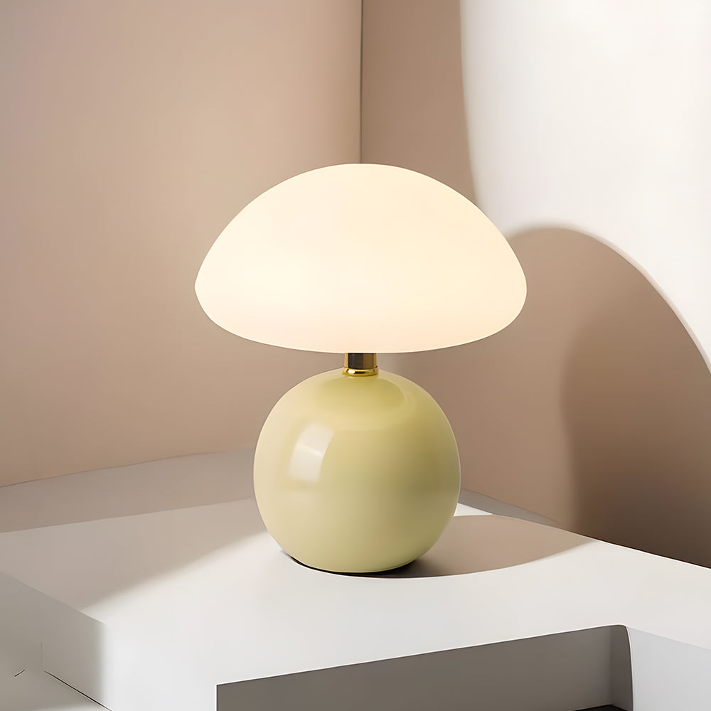 Table Lamp Ceramic 8.7 in LED Mushroom Shape 24W Indoor Bedside Desk Living Room | Thomler