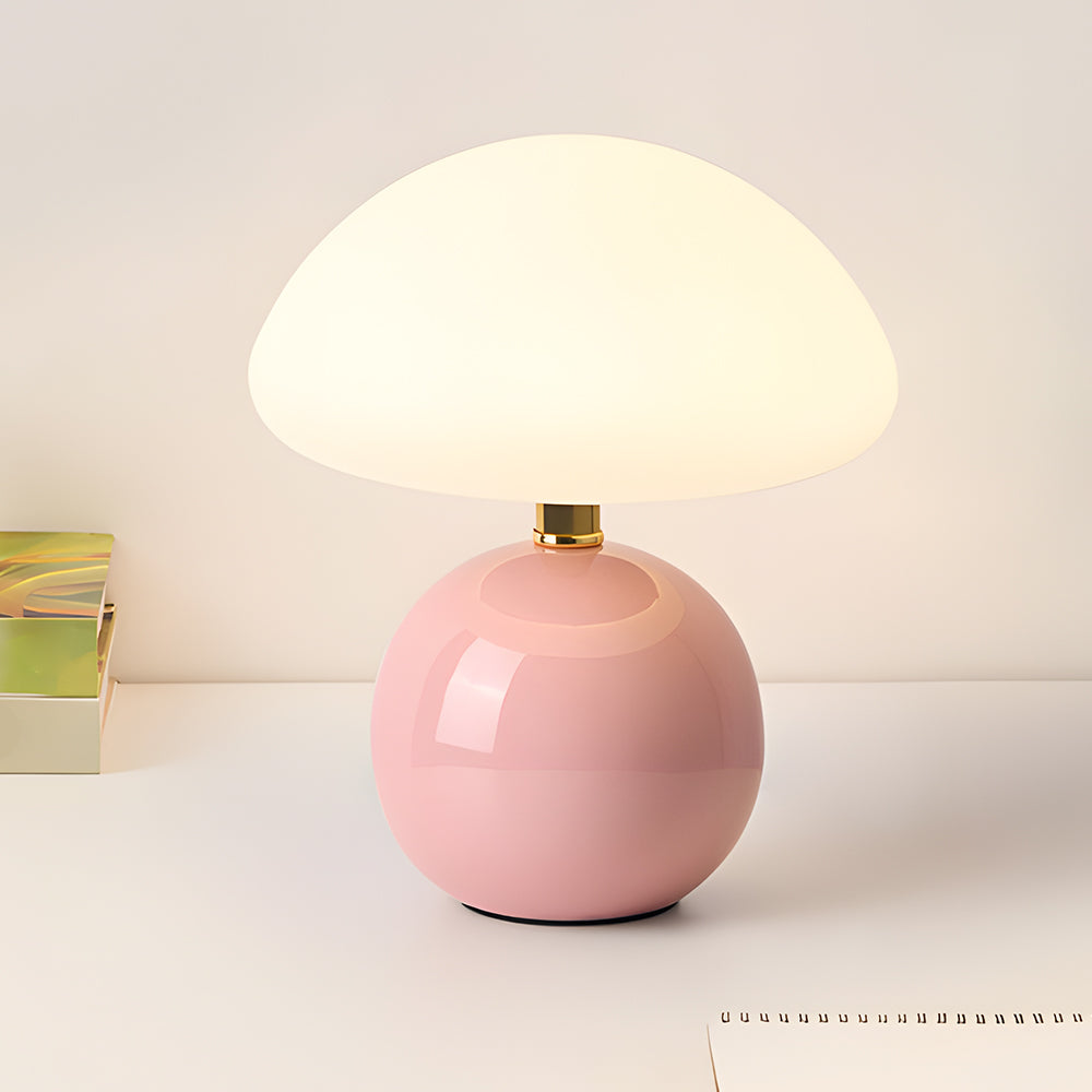Table Lamp Ceramic 8.7 in LED Mushroom Shape 24W Indoor Bedside Desk Living Room | Thomler