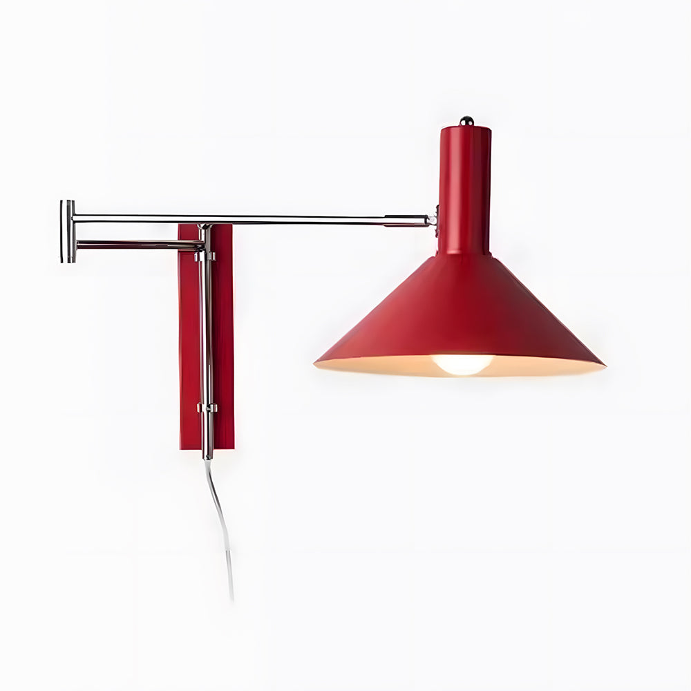 Wall Lamp Metal 26.0 cm Red Adjustable Bedroom Reading Living Room Swivel Bedside Task Light E27 Indoor | Thomler