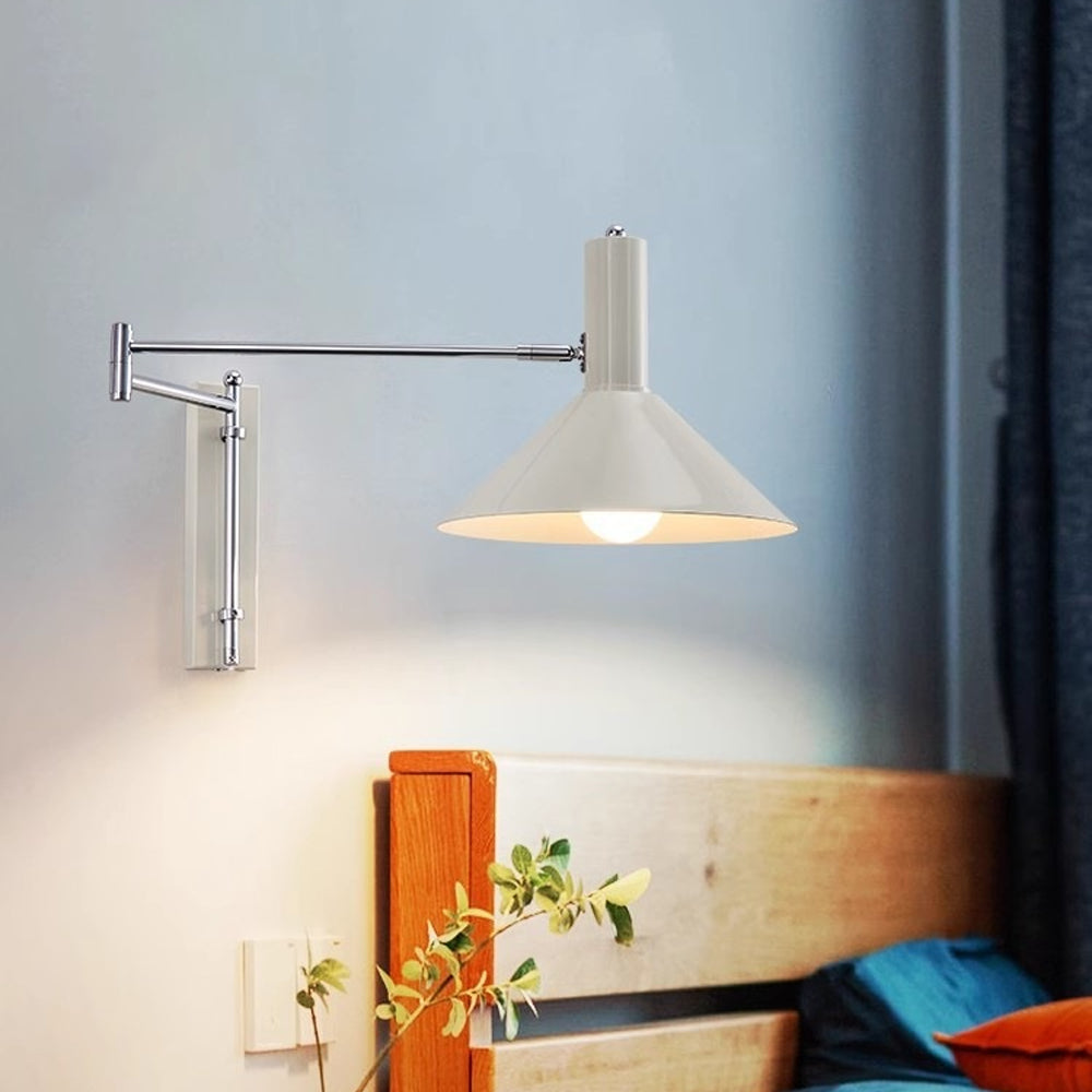 Wall Lamp Metal 26.0 cm Red Adjustable Bedroom Reading Living Room Swivel Bedside Task Light E27 Indoor | Thomler