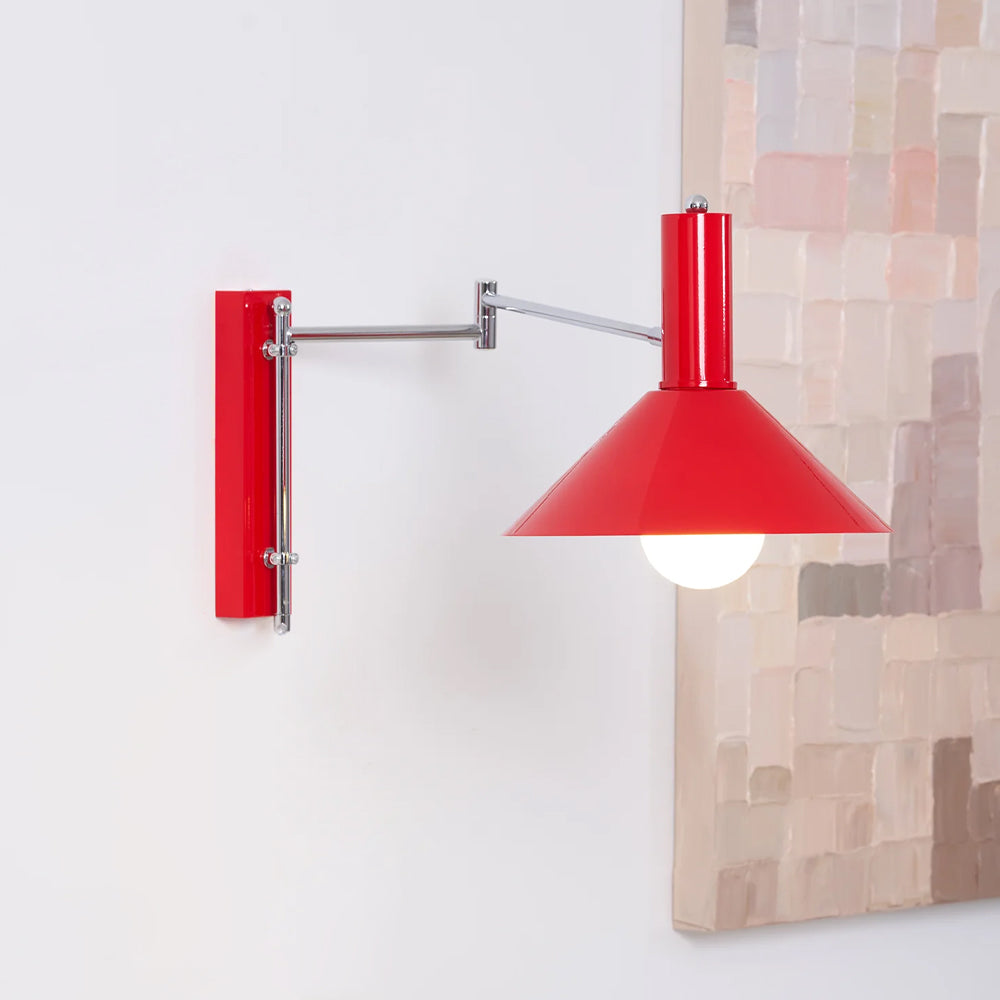 Wall Lamp Metal 26.0 cm Red Adjustable Bedroom Reading Living Room Swivel Bedside Task Light E27 Indoor | Thomler