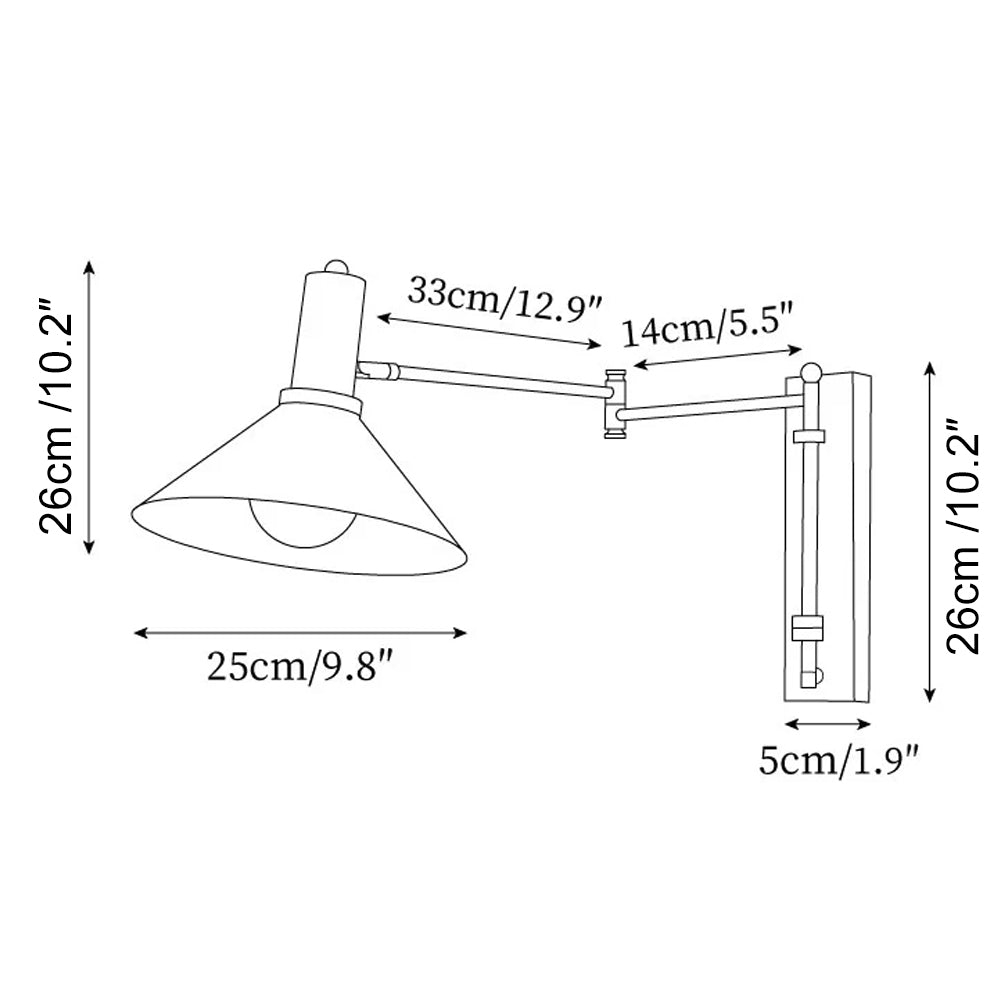 Wall Lamp Metal 26.0 cm Red Adjustable Bedroom Reading Living Room Swivel Bedside Task Light E27 Indoor | Thomler
