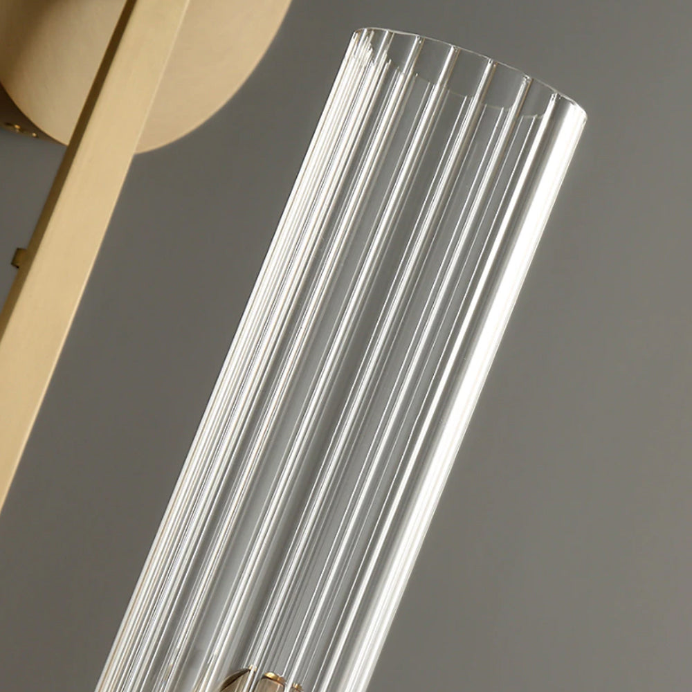 Wall Light Brass 28 in Indoor Candlelight Effect 6.3 in Glass Cylinder Bedroom Dining Living Room Accent Lighting | Thomler