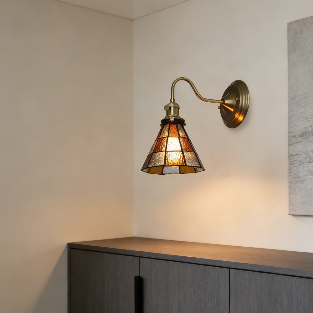 Wall Lamp Copper Glass 9.8 in Indoor Hallway Stairwell Accent Lighting Decorative Fixture | Thomler