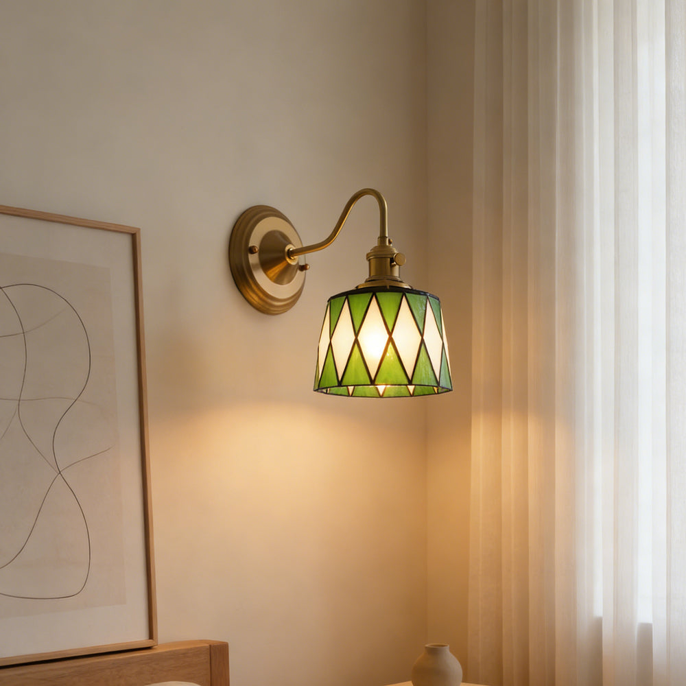 Wall Lamp Glass Copper E27 40W Multicolour Hallway Study Art Deco Vintage Indoor Lighting Fixture | Thomler