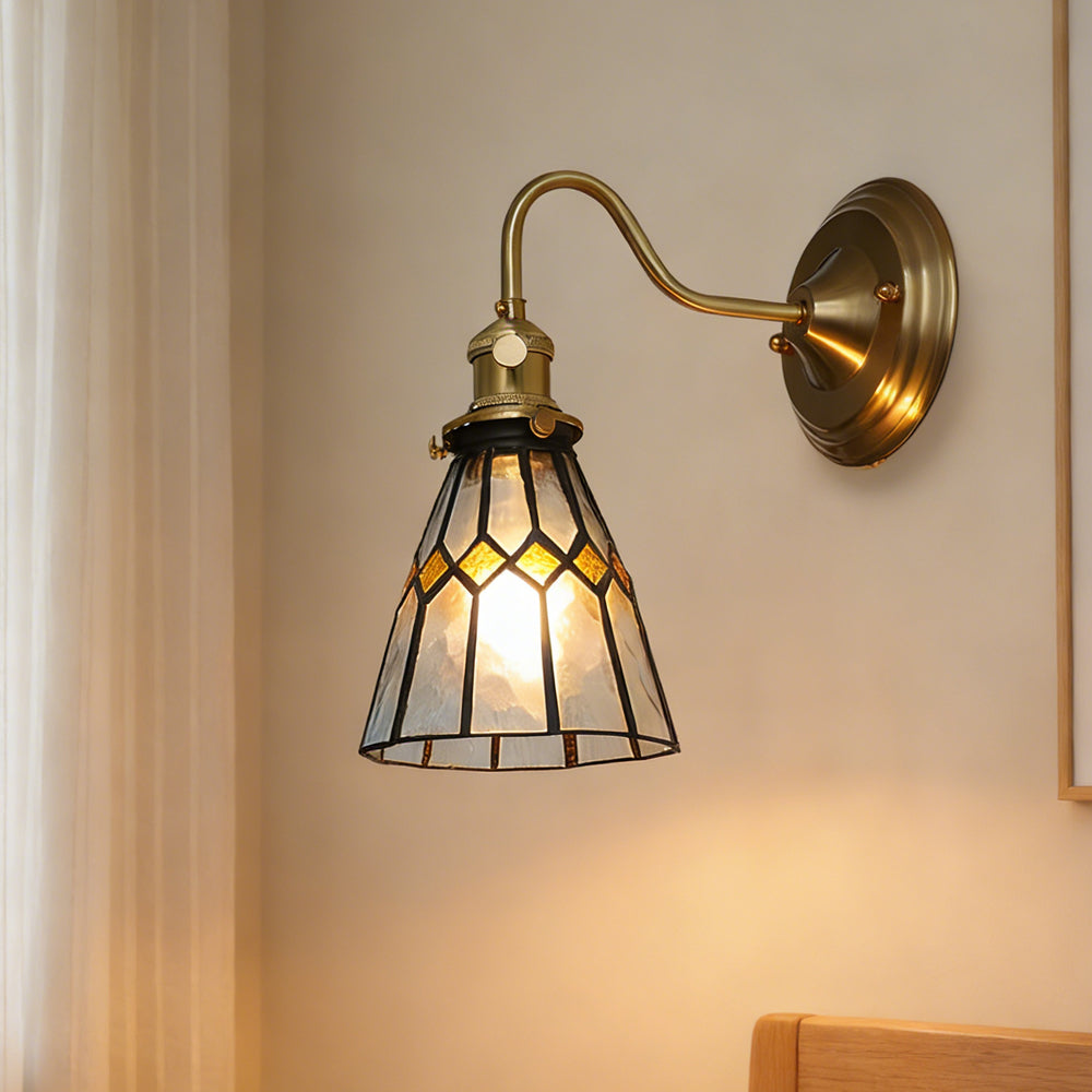 Wall Lamp Glass Copper E27 40W Multicolour Hallway Study Art Deco Vintage Indoor Lighting Fixture | Thomler