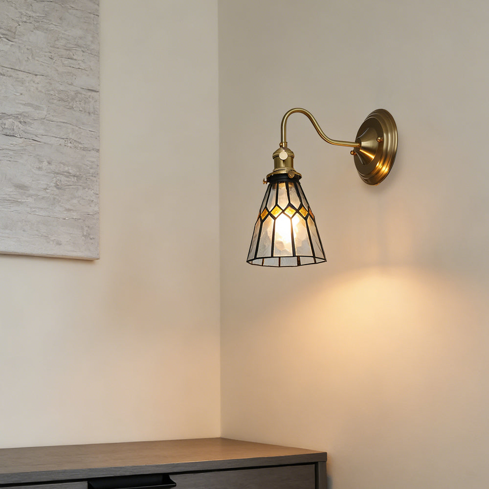 Wall Lamp Glass Copper E27 40W Multicolour Hallway Study Art Deco Vintage Indoor Lighting Fixture | Thomler