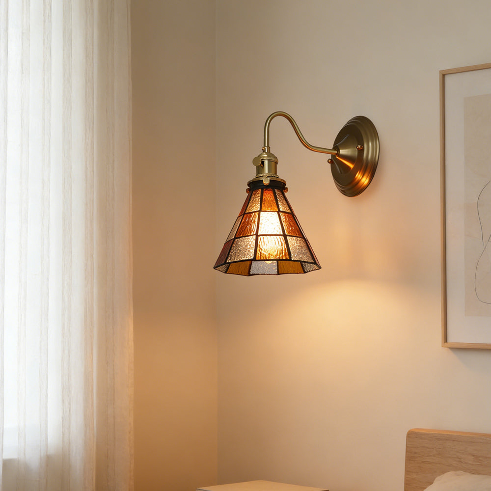 Wall Lamp Glass Copper E27 40W Multicolour Hallway Study Art Deco Vintage Indoor Lighting Fixture | Thomler