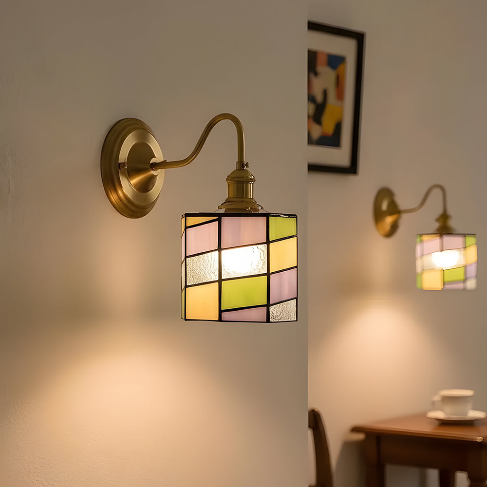 Wall Lamp Glass Copper E27 40W Multicolour Hallway Study Art Deco Vintage Indoor Lighting Fixture | Thomler