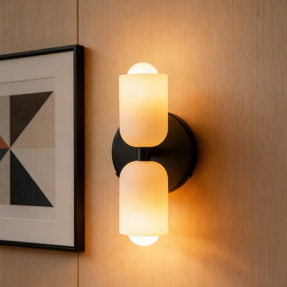 Wall Lamp Glass Double E14 25.5 cm French Retro Bedroom Hallway Bathroom Ambient Lighting Fixture | Thomler