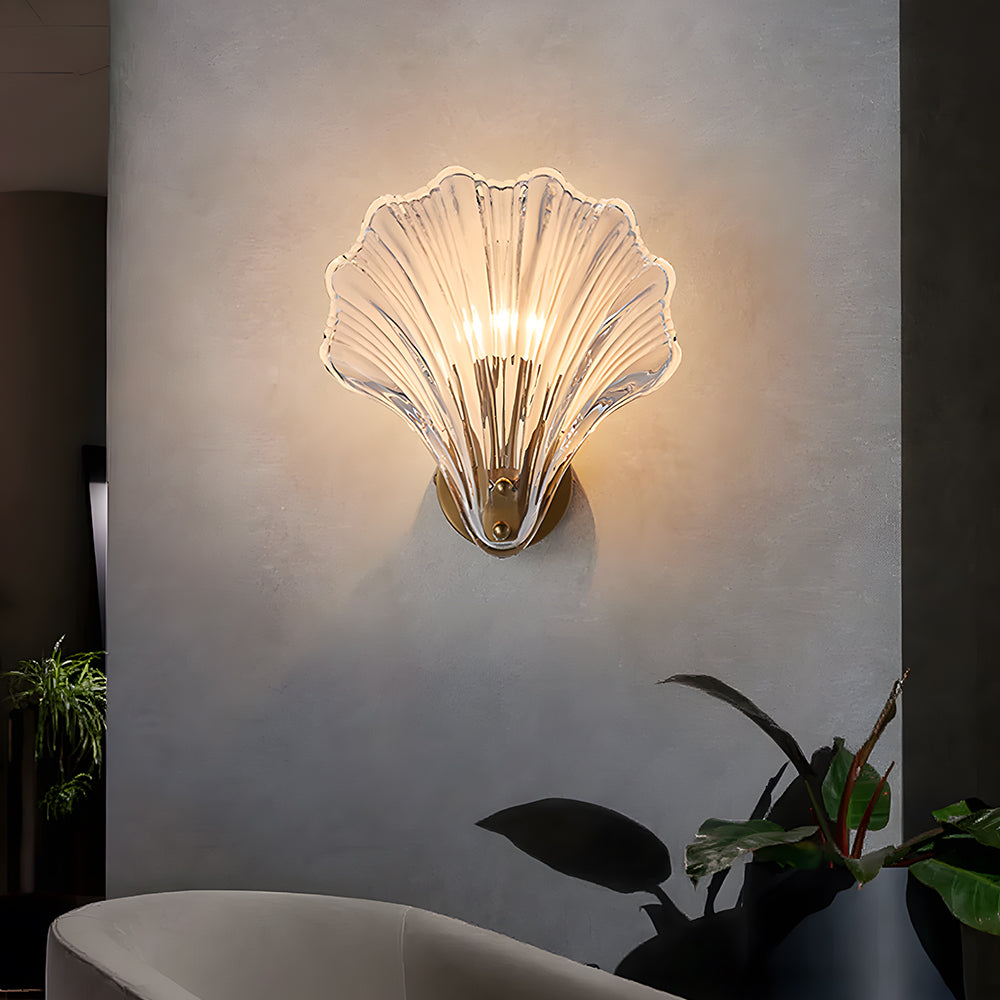 Wall Lamp Glass Shell 20.0 cm Gold Bedroom Hallway Coastal LED Accent Light | Thomler