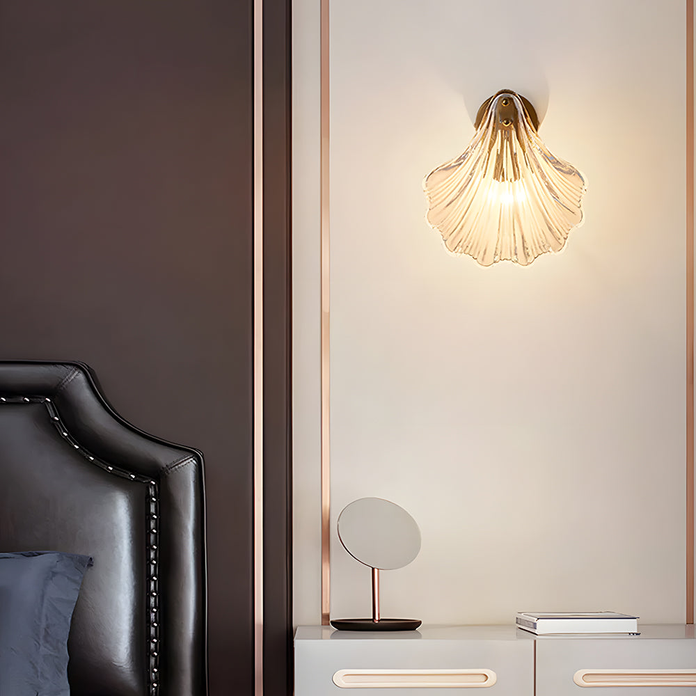 Wall Lamp Glass Shell 20.0 cm Gold Bedroom Hallway Coastal LED Accent Light | Thomler