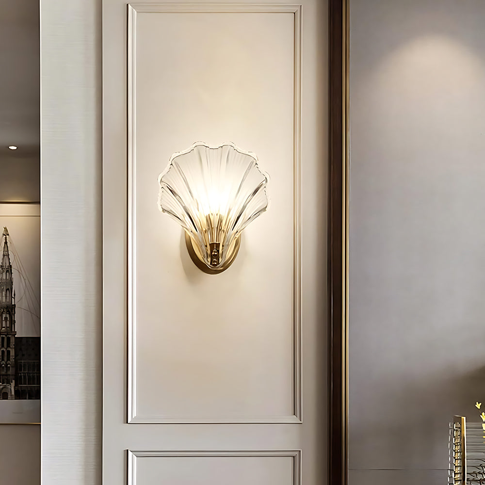 Wall Lamp Glass Shell 20.0 cm Gold Bedroom Hallway Coastal LED Accent Light | Thomler