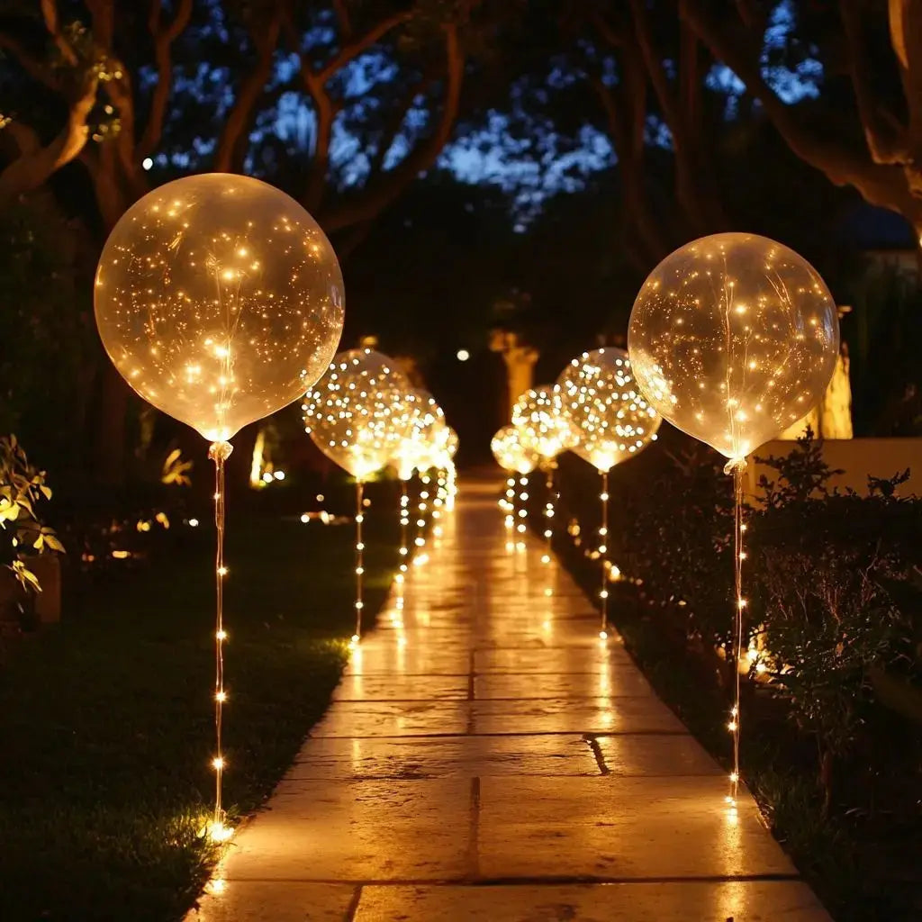 Illuminated Party Balloons 10-Pack Clear 18" LED String Light Battery Powered for Weddings Birthdays Indoor Outdoor Events Reusable Decor | Thomler