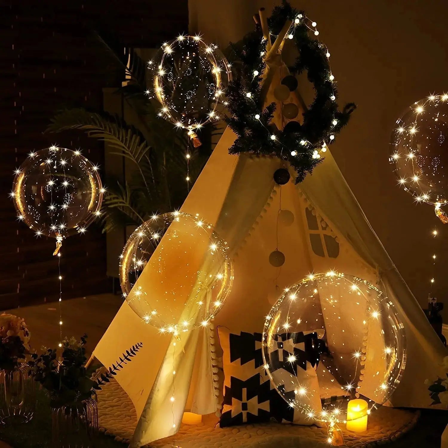 Illuminated Party Balloons 10-Pack Clear 18" LED String Light Battery Powered for Weddings Birthdays Indoor Outdoor Events Reusable Decor | Thomler