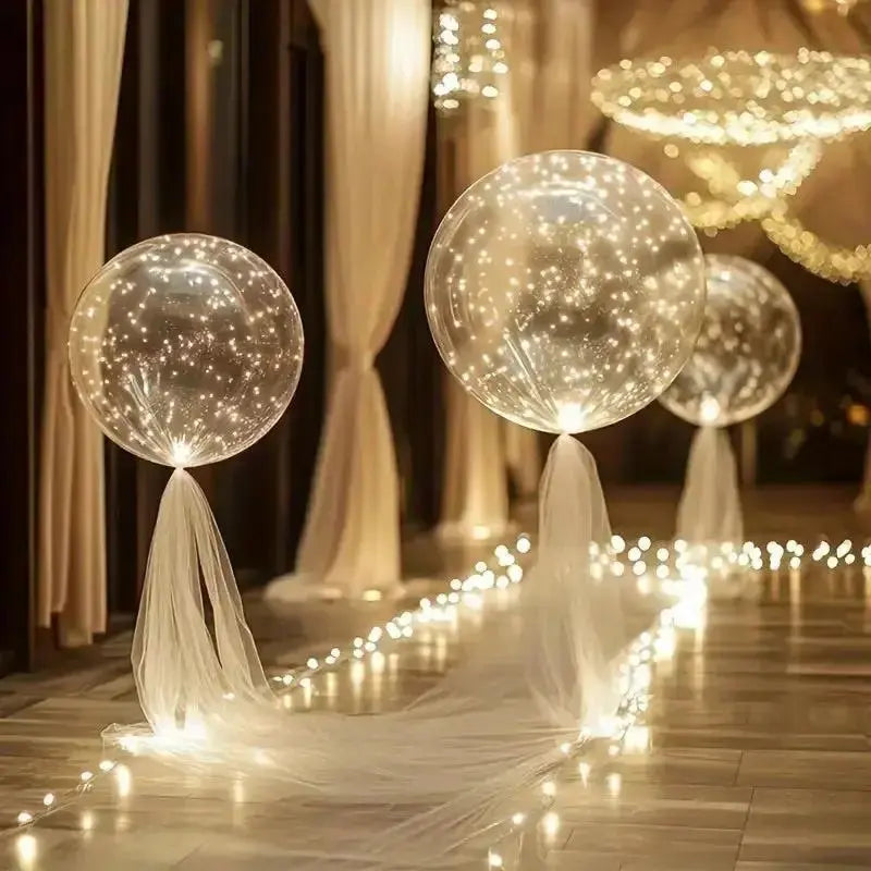 Illuminated Party Balloons 10-Pack Clear 18" LED String Light Battery Powered for Weddings Birthdays Indoor Outdoor Events Reusable Decor | Thomler