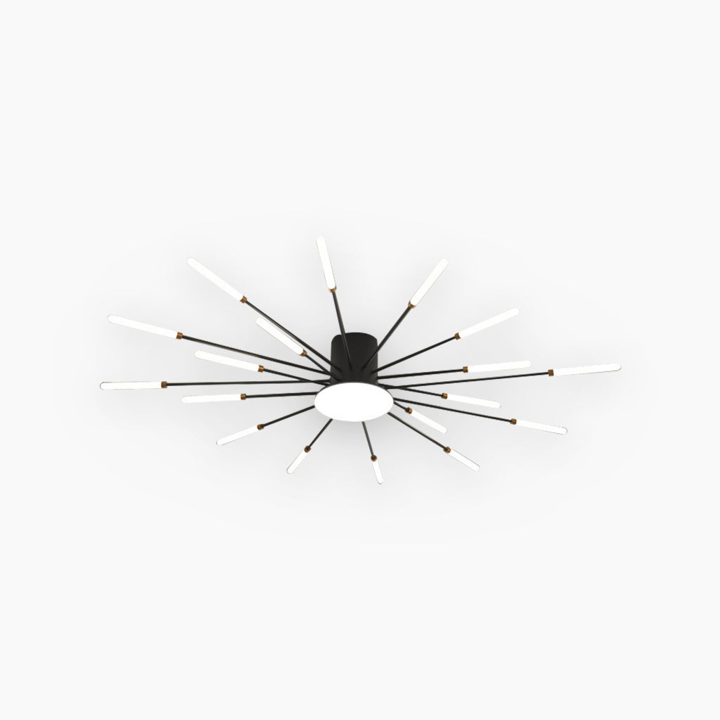 Ceiling Light LED Aluminum 31.5 in Semi Flush Modern Black Gold Living Room Bedroom Dining Room Decorative Lighting | Thomler