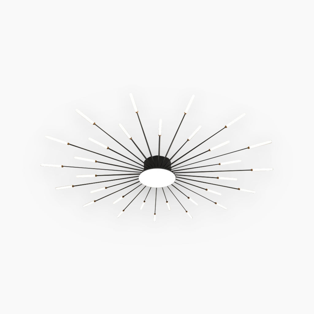 Ceiling Light LED Aluminum 31.5 in Semi Flush Modern Black Gold Living Room Bedroom Dining Room Decorative Lighting | Thomler