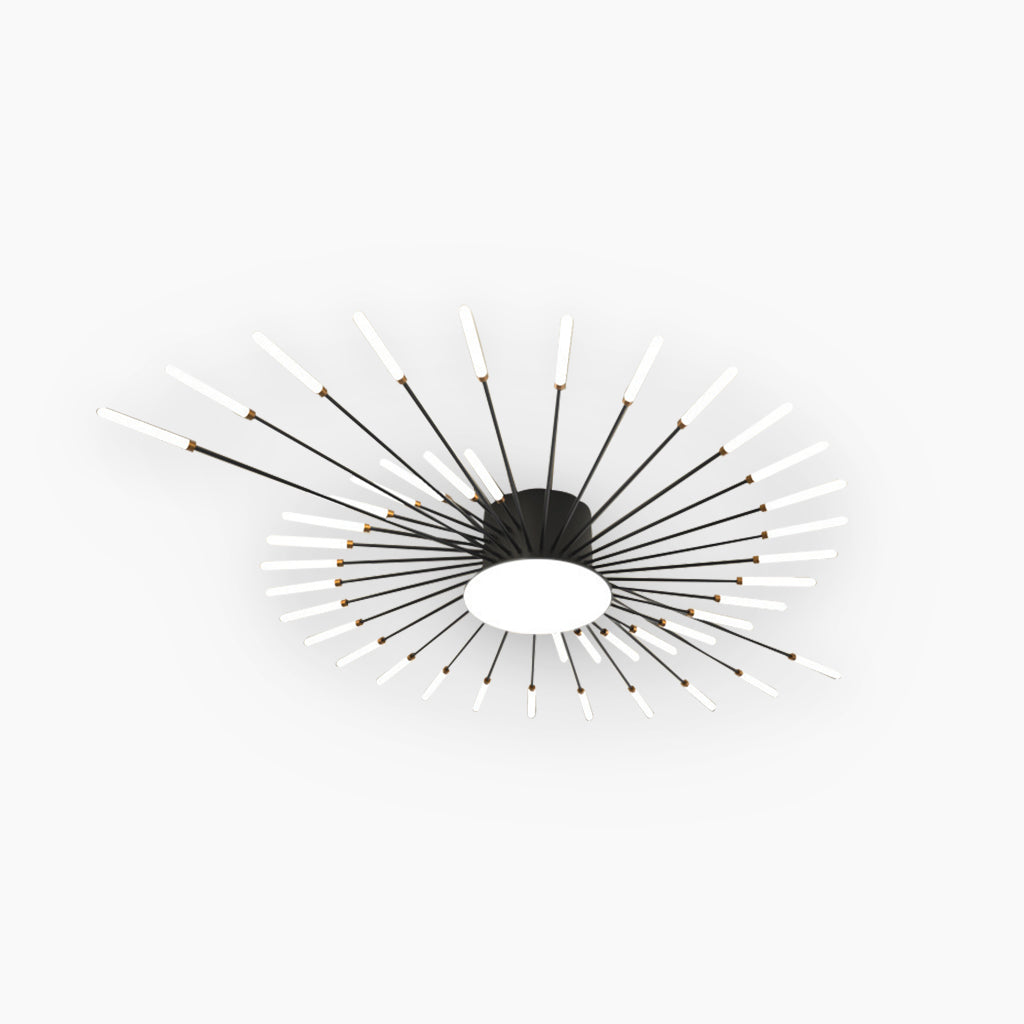 Ceiling Light LED Aluminum 31.5 in Semi Flush Modern Black Gold Living Room Bedroom Dining Room Decorative Lighting | Thomler