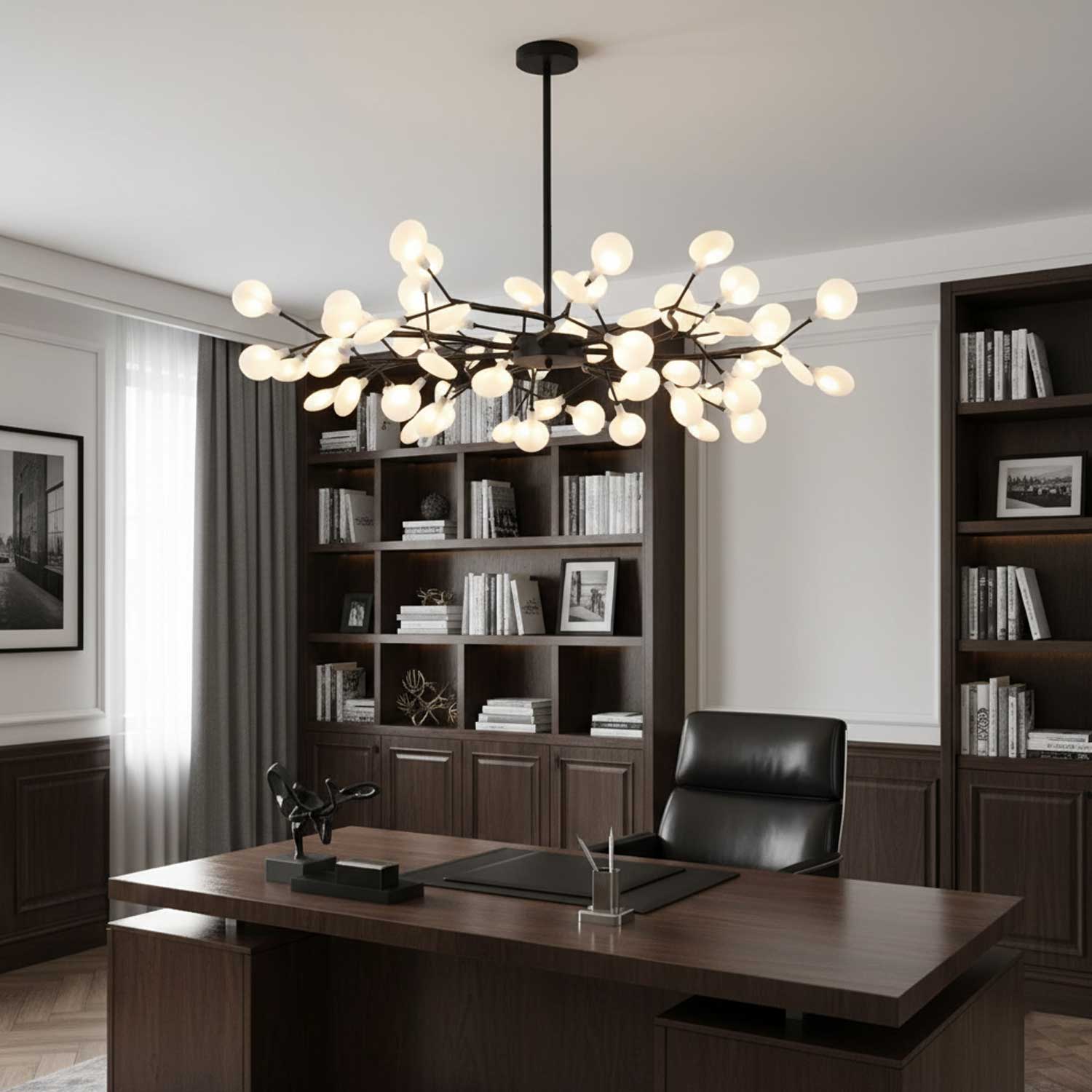 Modern LED Chandelier 40.6 in Acrylic Firefly Design White Indoor Ceiling Light Dining Living Room | Thomler
