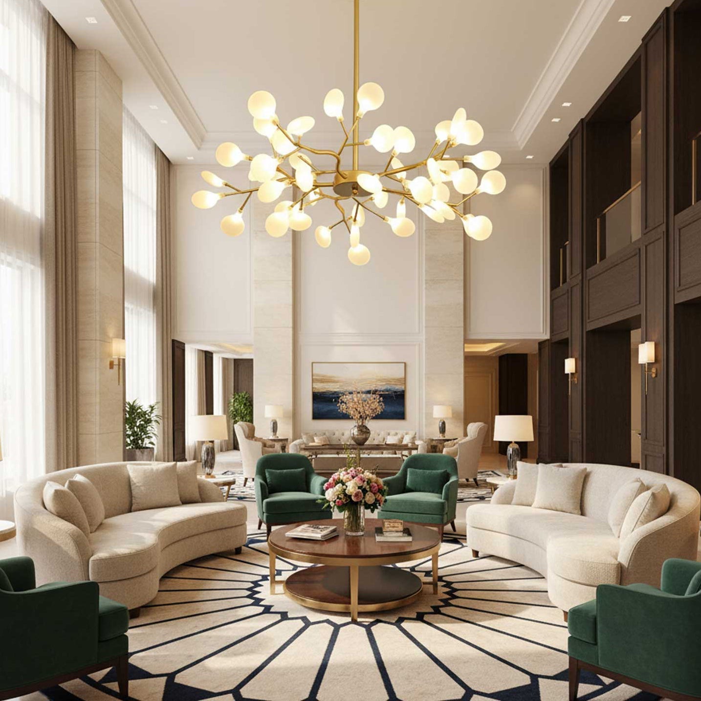 Modern LED Chandelier 40.6 in Acrylic Firefly Design White Indoor Ceiling Light Dining Living Room | Thomler