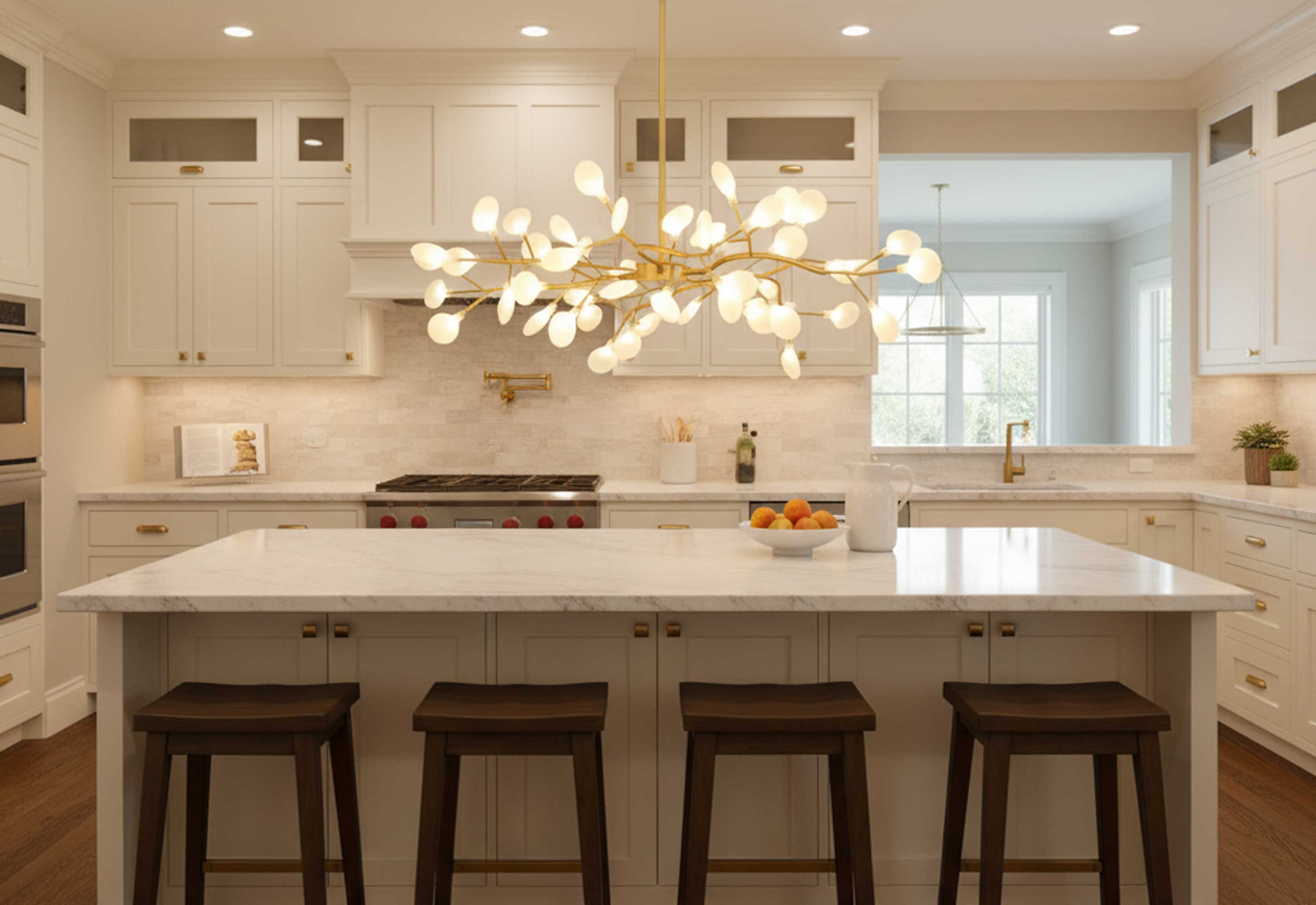 Modern LED Chandelier 40.6 in Acrylic Firefly Design White Indoor Ceiling Light Dining Living Room | Thomler