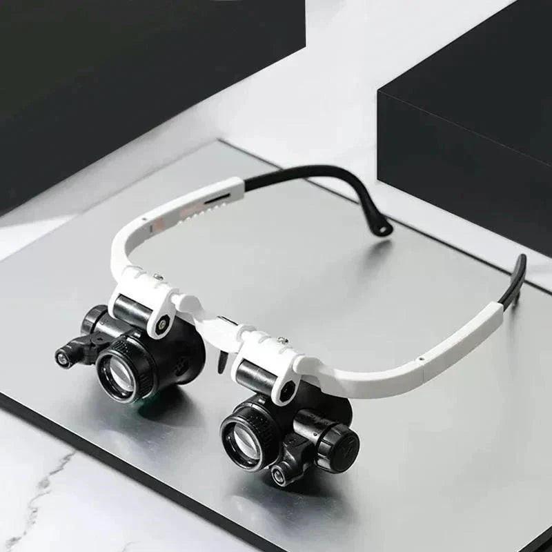 Hands-Free Magnifying Headset with LED Lights – 8x, 15x & 23x Interchangeable Lenses for Precision Work, Jewelry Repair, Electronics | Thomler