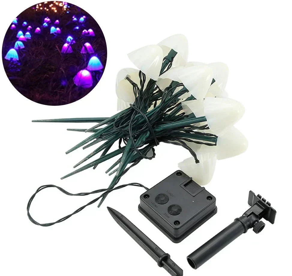Solar Mushroom String Lights – Whimsical Outdoor Garden Pathway LED Decorations for Lawns & Yards | Thomler