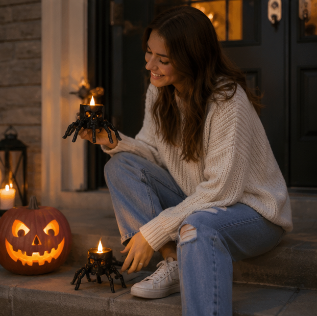 Battery-Operated Skeletal Flickering Nightlights for Spooky Indoor Décor & October Festivities | Thomler