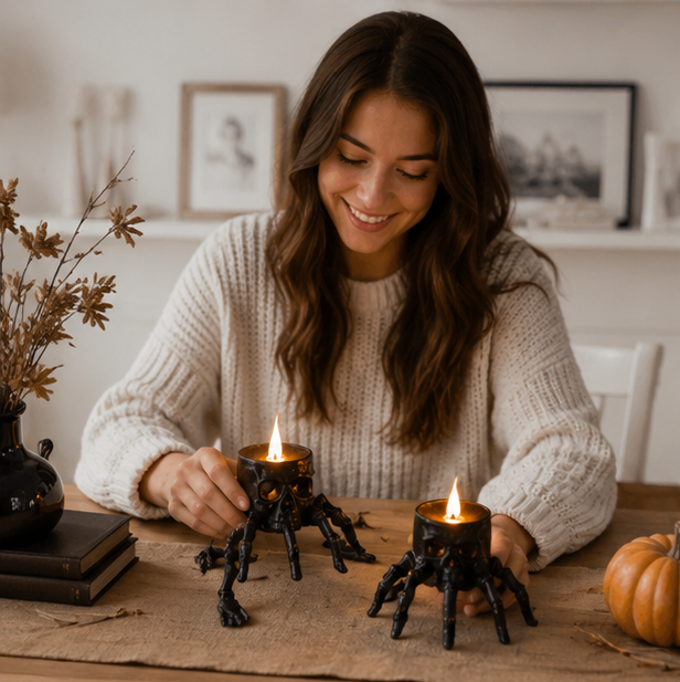 Battery-Operated Skeletal Flickering Nightlights for Spooky Indoor Décor & October Festivities | Thomler