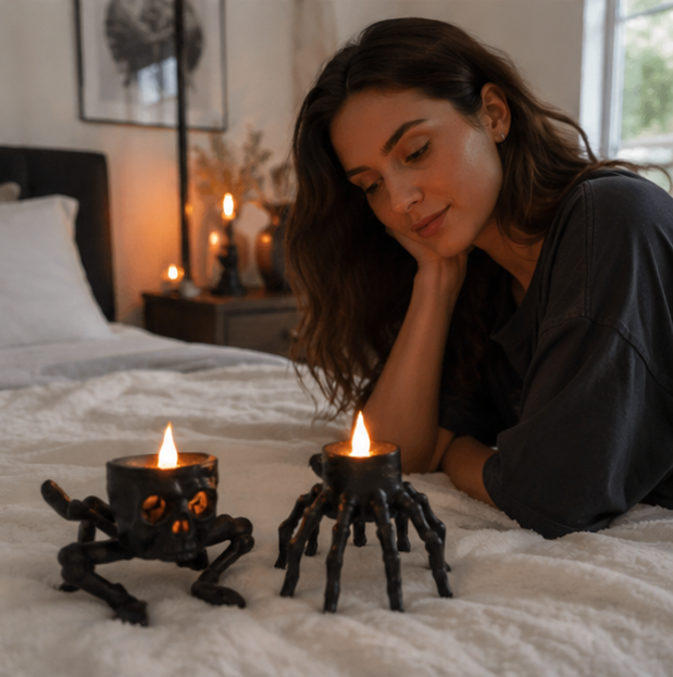 Battery-Operated Skeletal Flickering Nightlights for Spooky Indoor Décor & October Festivities | Thomler