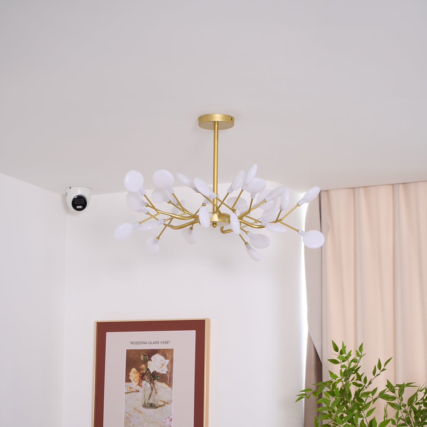Pendant Light Metal Gold 80.0 cm LED White Acrylic Living Room Dining Room Ceiling Lamp Branching Modern Chandelier Scandinavian Luxury Interior Lighting | Thomler