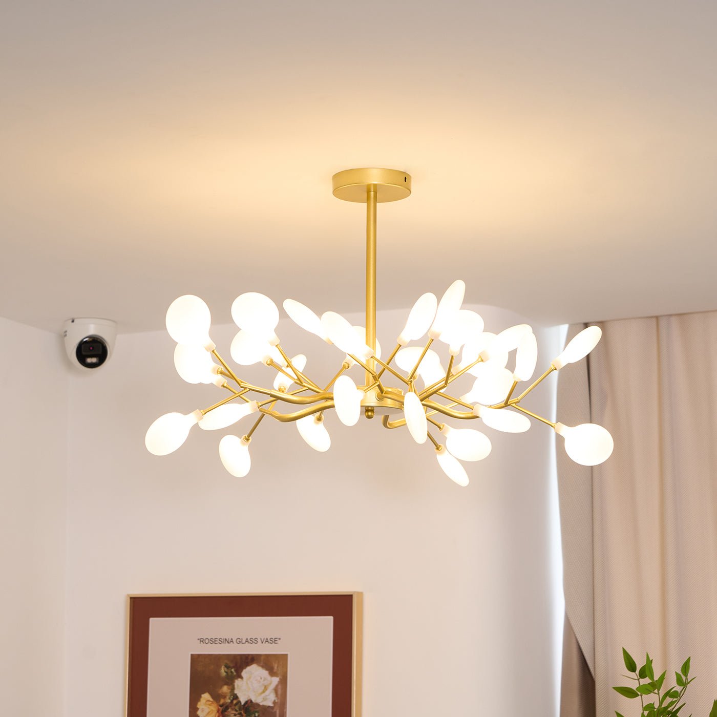 Pendant Light Metal Gold 80.0 cm LED White Acrylic Living Room Dining Room Ceiling Lamp Branching Modern Chandelier Scandinavian Luxury Interior Lighting | Thomler