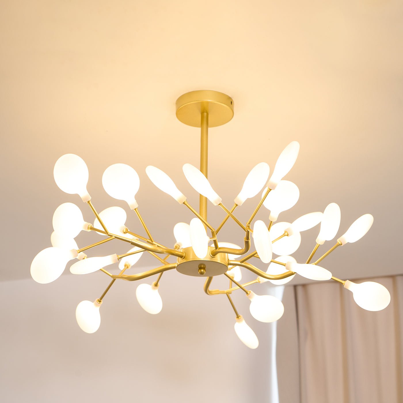 Modern LED Chandelier 40.6 in Acrylic Firefly Design White Indoor Ceiling Light Dining Living Room | Thomler