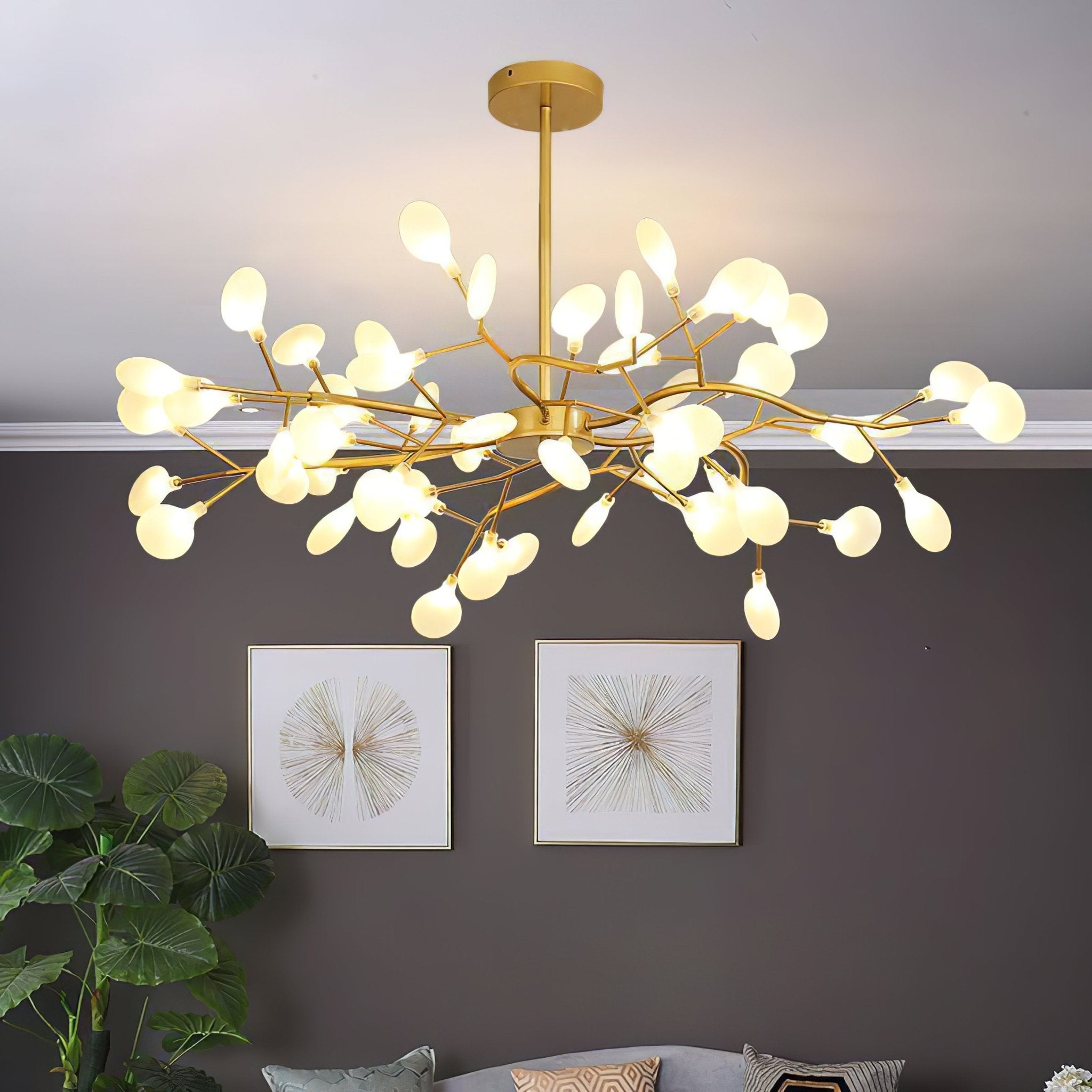Modern LED Chandelier 40.6 in Acrylic Firefly Design White Indoor Ceiling Light Dining Living Room | Thomler