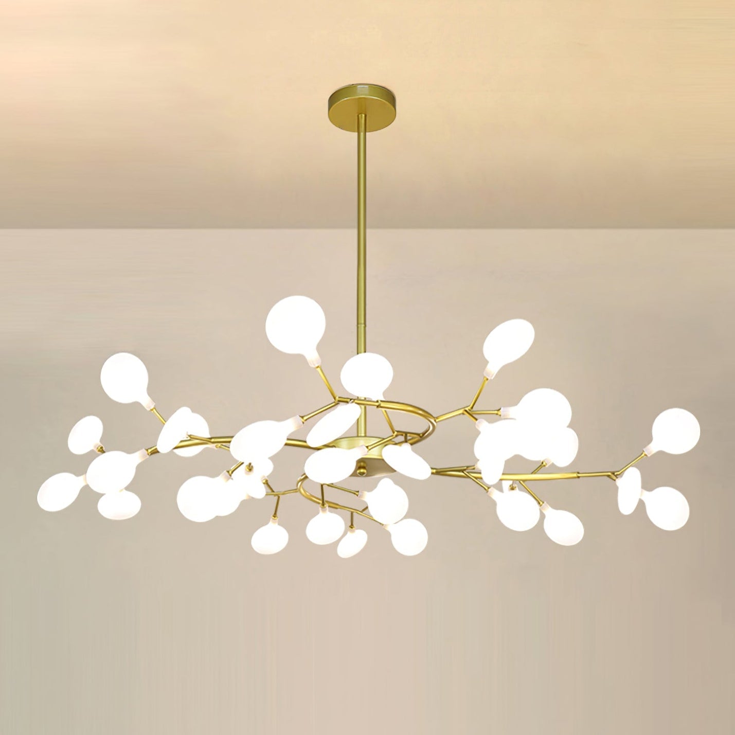 Modern LED Chandelier 40.6 in Acrylic Firefly Design White Indoor Ceiling Light Dining Living Room | Thomler