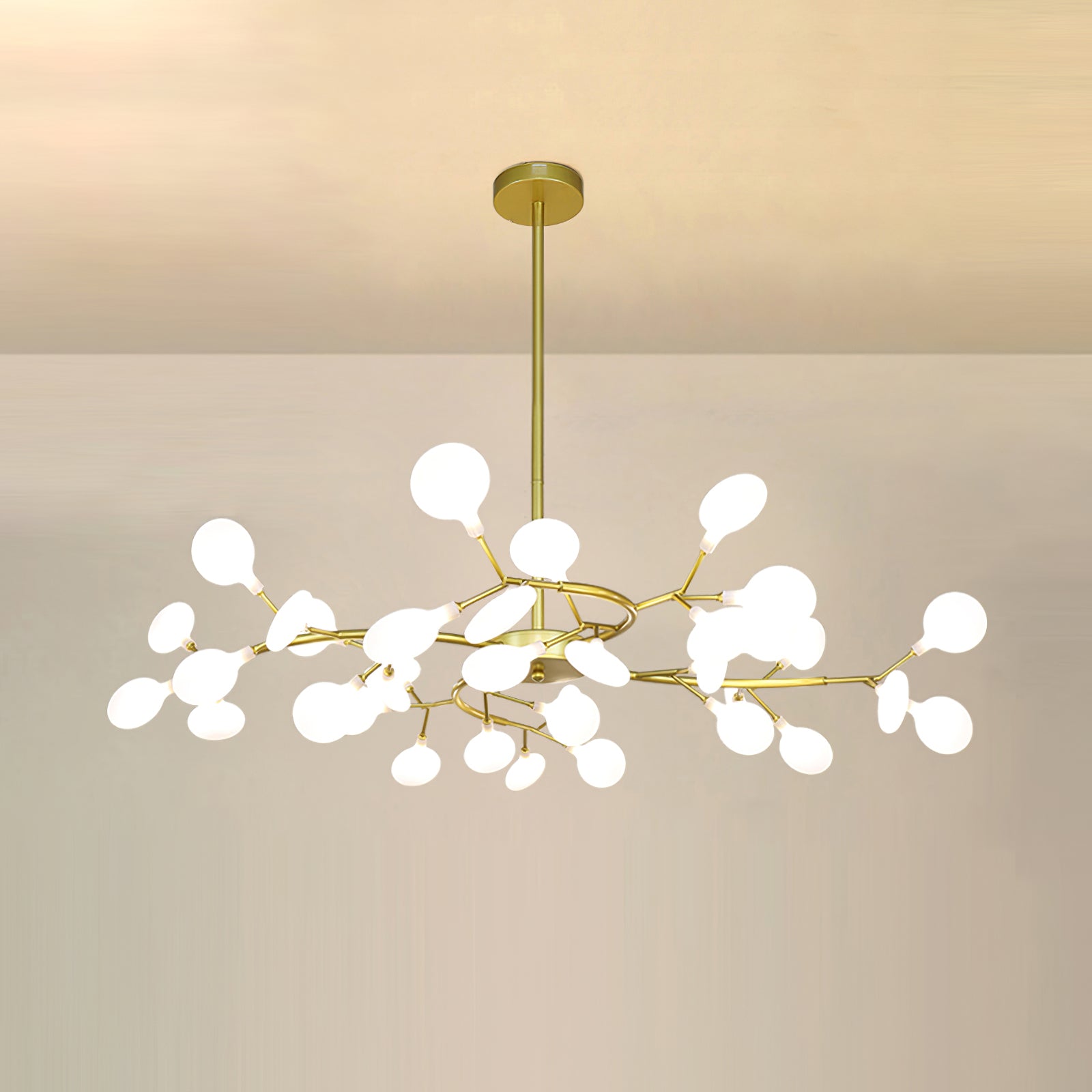 Modern LED Chandelier 40.6 in Acrylic Firefly Design White Indoor Ceiling Light Dining Living Room | Thomler