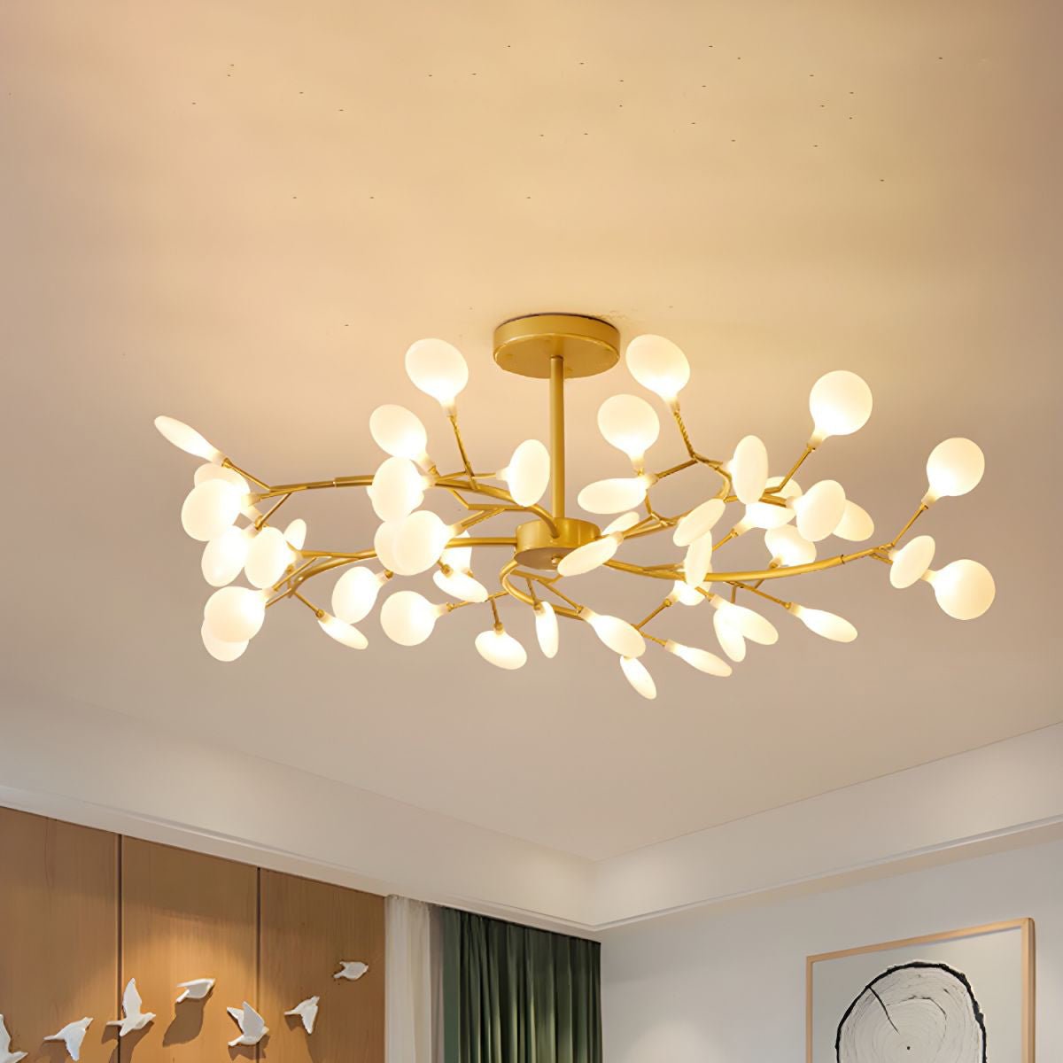 Modern LED Chandelier 40.6 in Acrylic Firefly Design White Indoor Ceiling Light Dining Living Room | Thomler