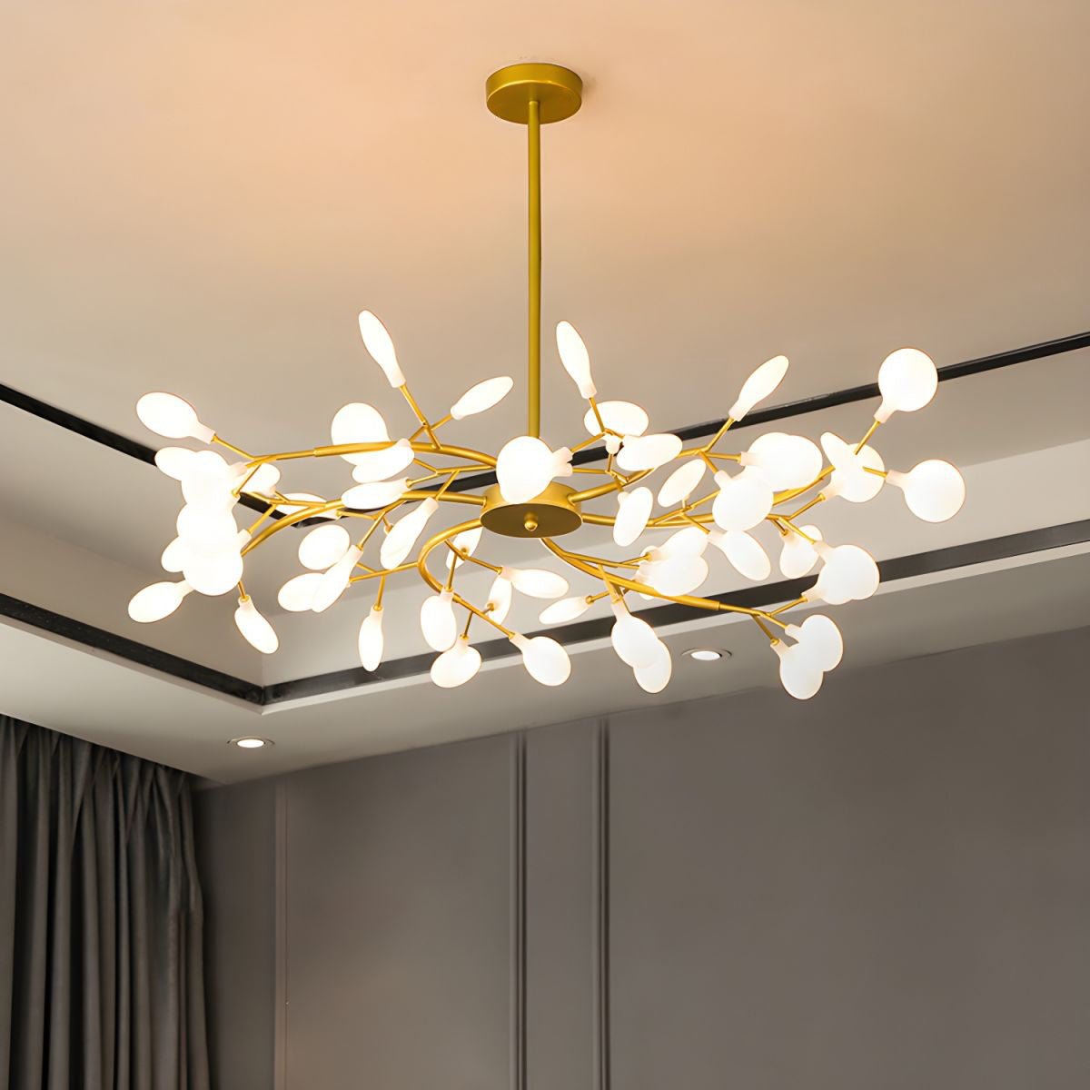 Modern LED Chandelier 40.6 in Acrylic Firefly Design White Indoor Ceiling Light Dining Living Room | Thomler
