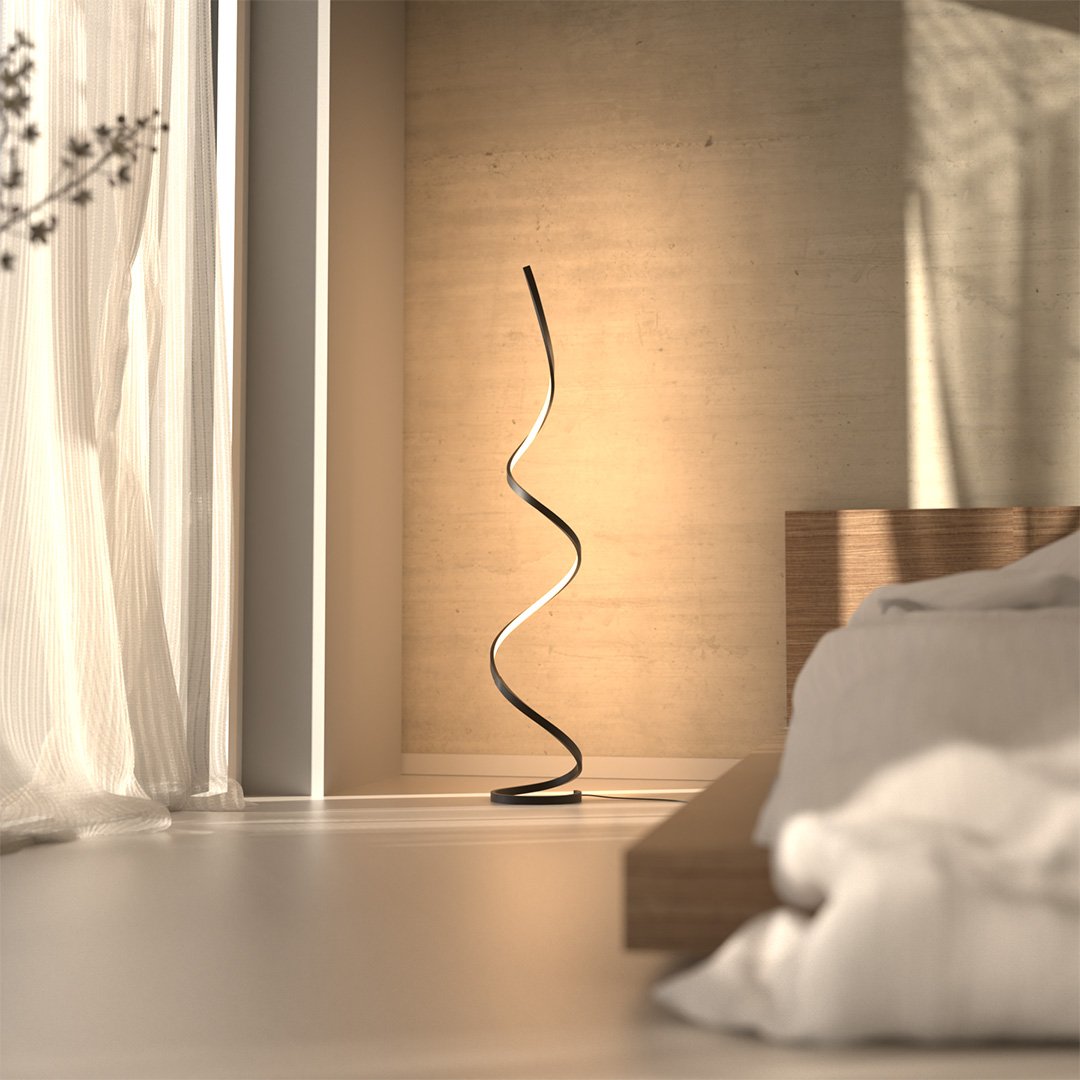 Floor Lamp Aluminium Spiral 133.0 cm White Dimmable Bedroom Reading Modern LED Standing Light | Thomler
