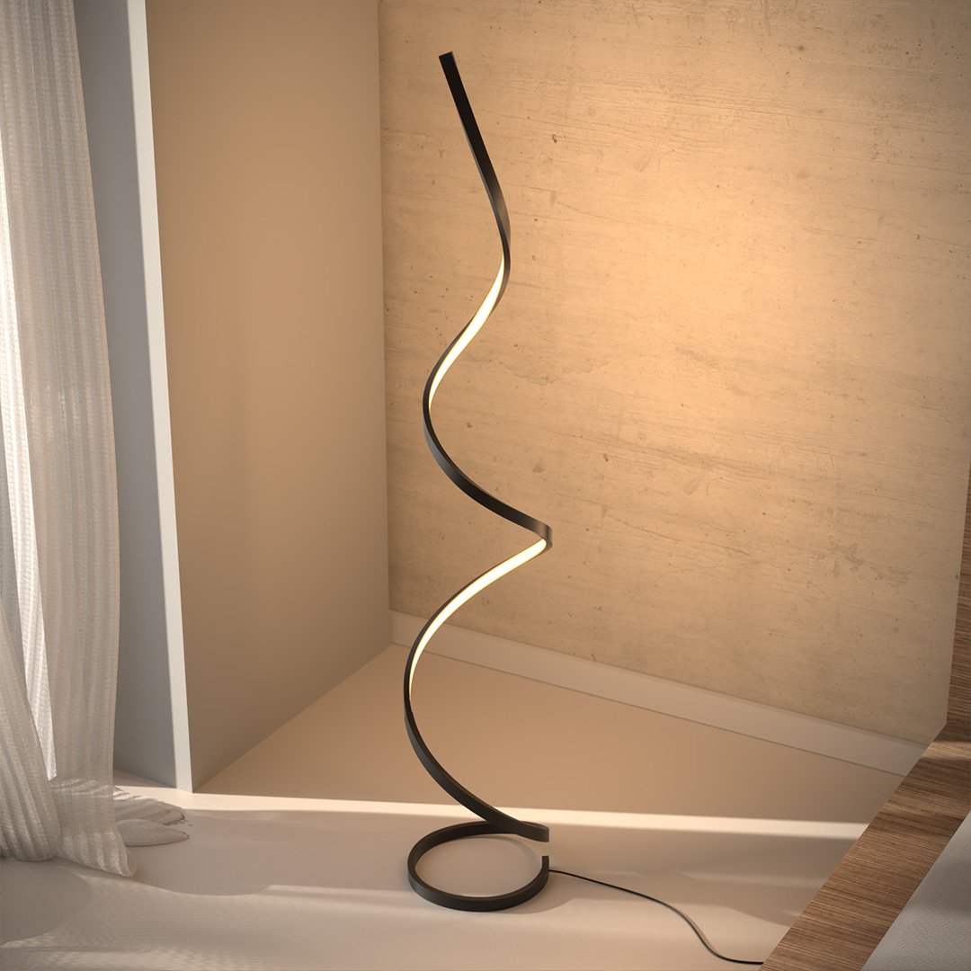 Floor Lamp Aluminium Spiral 133.0 cm White Dimmable Bedroom Reading Modern LED Standing Light | Thomler