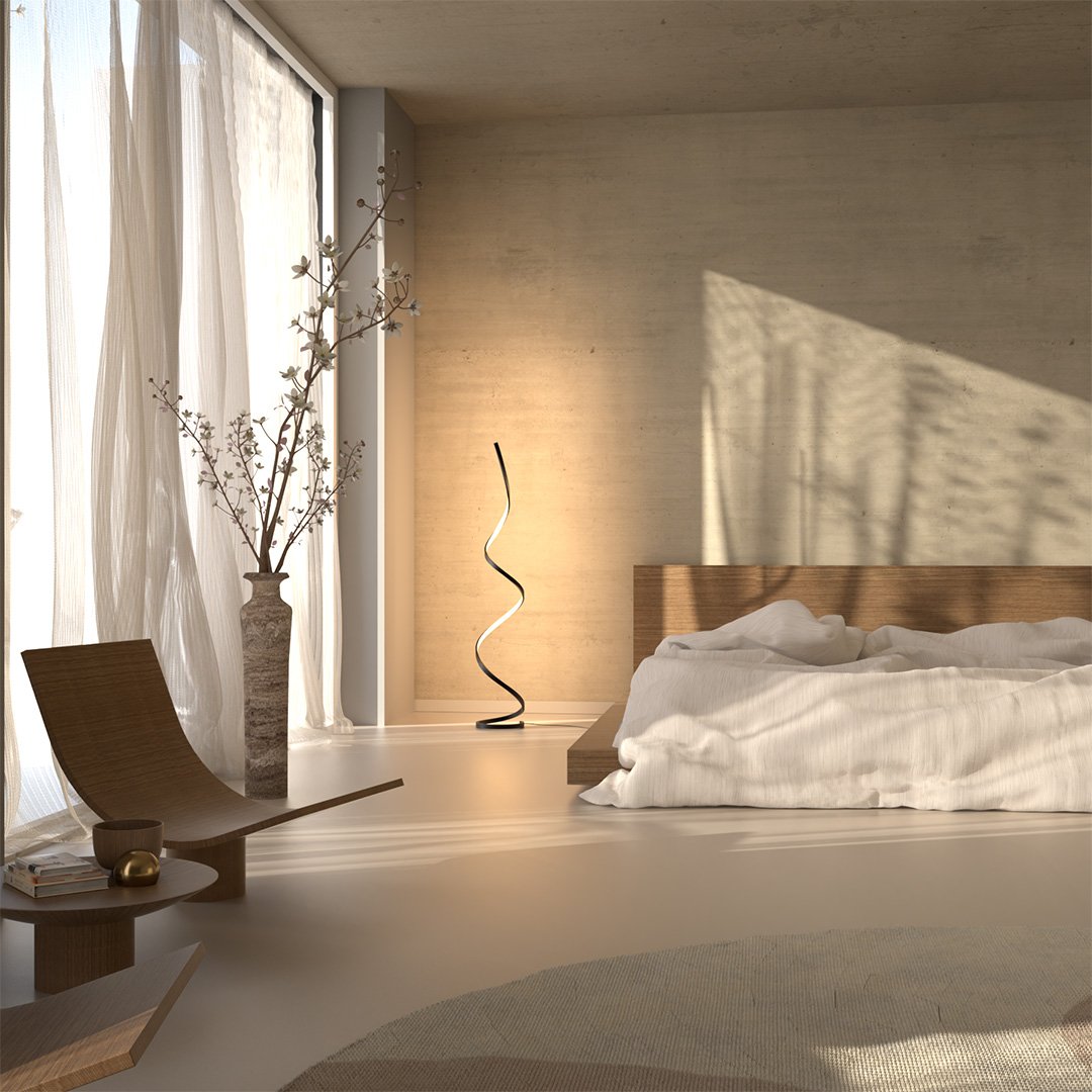 Floor Lamp Aluminium Spiral 133.0 cm White Dimmable Bedroom Reading Modern LED Standing Light | Thomler