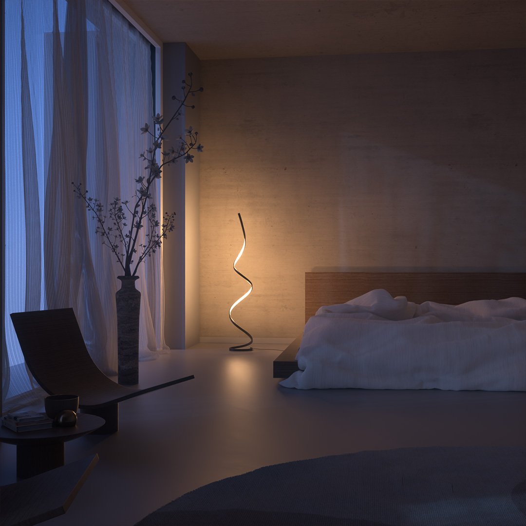 Floor Lamp Aluminium Spiral 133.0 cm White Dimmable Bedroom Reading Modern LED Standing Light | Thomler