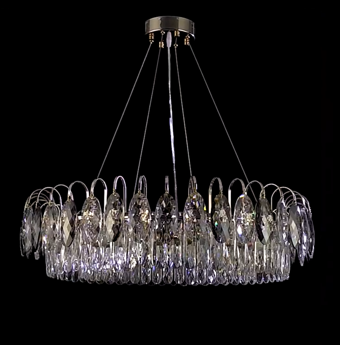 Dimmable Crystal Chandelier for Dining Room & Living Room – Adjustable Chain, Faceted Prisms, Multiple Sizes – Round & Rectangle | Thomler
