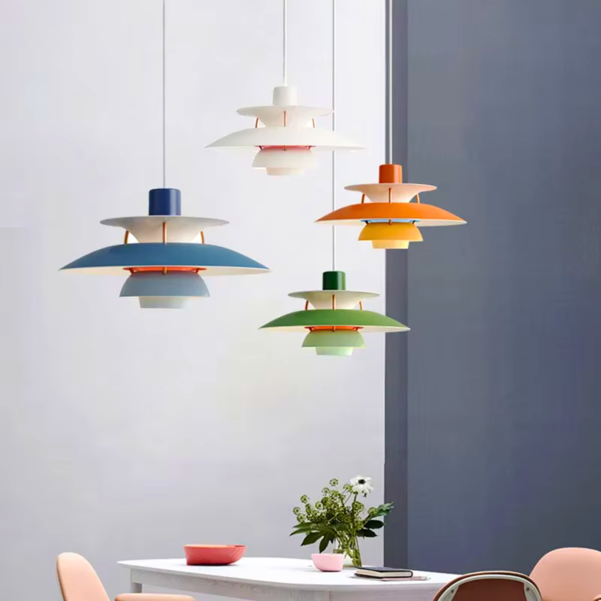Pendant Light Alloy E27 Green Dining Room Scandinavian Layered Ceiling Hanging Living Room Ambient Lighting | Thomler