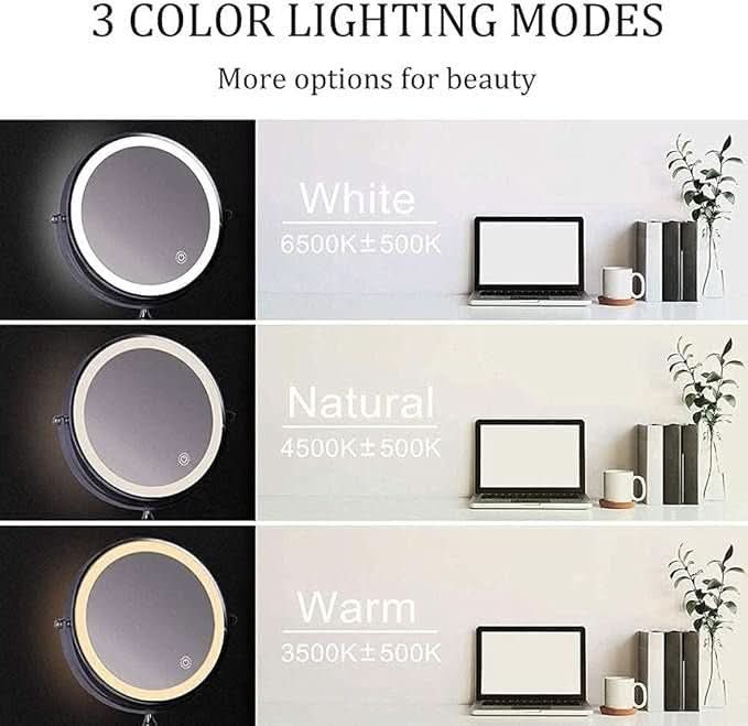 Mirror LED Magnifying 20.0 cm Rechargeable Dimmable Bathroom Makeup Vanity Cosmetic Wall Mirror | Thomler