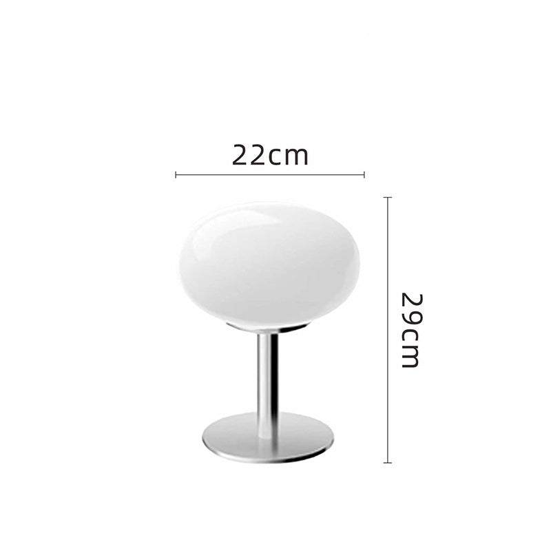 Sculptural Chrome and Frosted Glass Nightstand Lamp with Soft Glow LED for Bedroom, Desk, Living Room Accent Lighting | Thomler